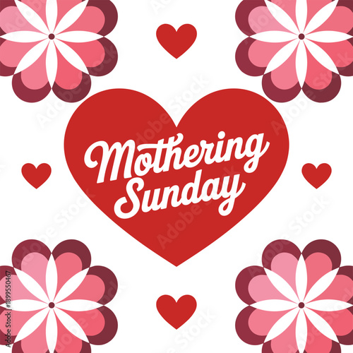 Mothering Sunday Heart Floral Graphic Design Element Stock Media