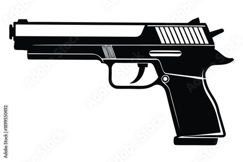 hk usp pistol silhouette line art vector illustration