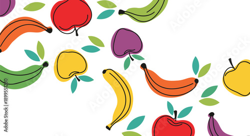 Set of colorful fruit icons vector