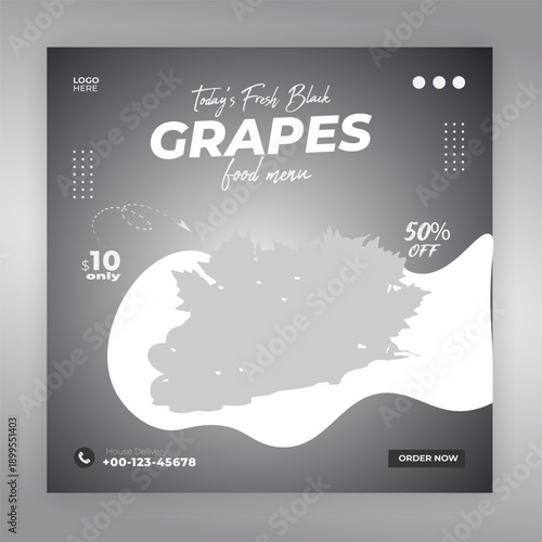 Fresh Black Grapes Food Menu Promotion with 50 Off