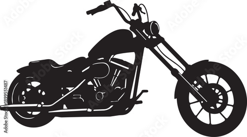 A black silhouette of a chopper motorcycle on a white background. isolated on transparent background, Vector