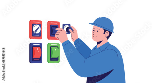 Worker using mobile devices for inspection