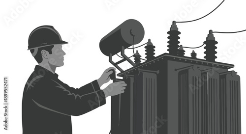 Electrician working on transformer equipment