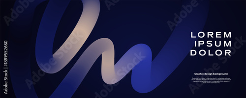 Glowing 3d blue curve on dark blue background.