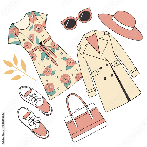 Colorful assortment of women’s accessories and footwear displayed together