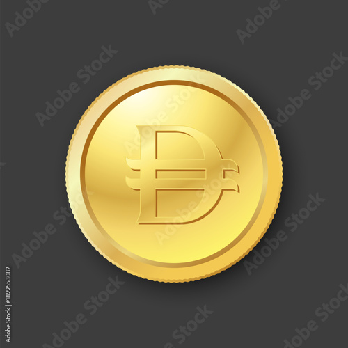 Gold Coins with UAE Dirham AED Currency Symbol Vector Illustration