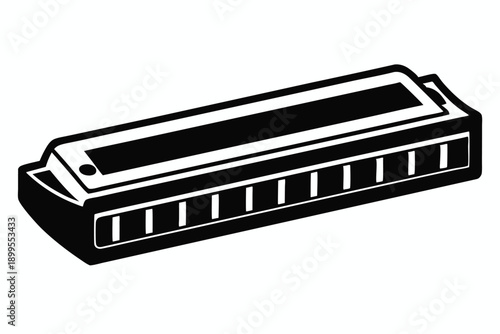 harmonica silhouette line art vector illustration