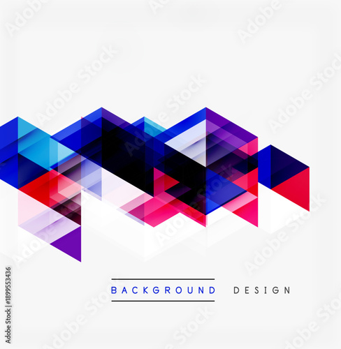 Abstract geometric shapes overlap, creating vibrant colorful pattern. Modern design element for backgrounds, presentations.