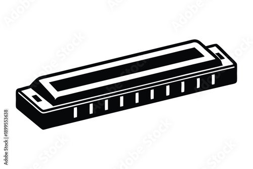 harmonica silhouette line art vector illustration