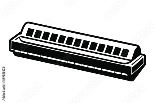 harmonica silhouette line art vector illustration