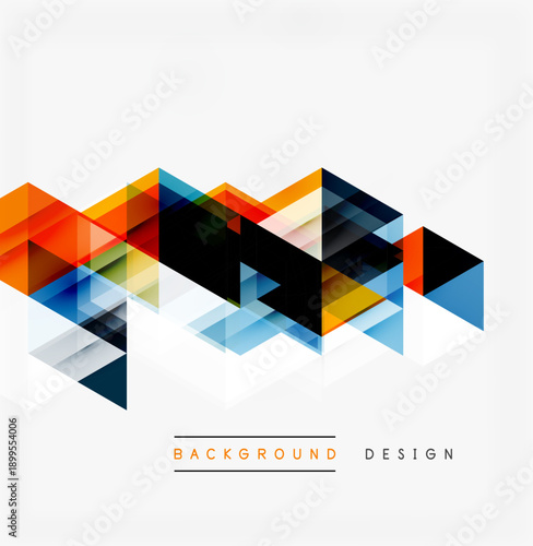 Abstract geometric shapes create dynamic composition. Bright colors overlap, forming modern design element. Clean lines suggest depth, texture.