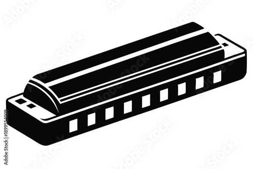 harmonica silhouette line art vector illustration