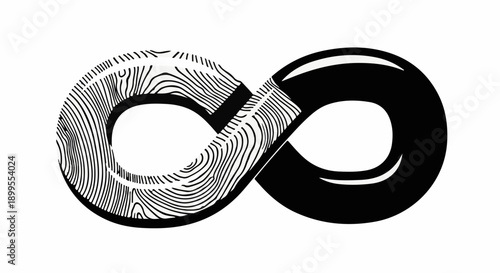 Symbol of infinity with contrasting textures, representing endless possibilities and concepts