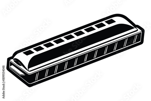 harmonica silhouette line art vector illustration