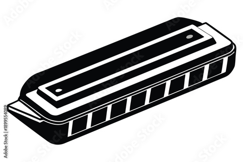 harmonica silhouette line art vector illustration