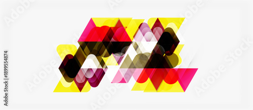 Abstract geometric composition. Overlapping shapes, vibrant colors, dynamic design. Modern illustration, clean aesthetic.