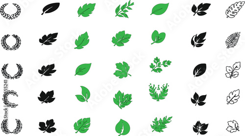 set of stoke , green black  leaves 