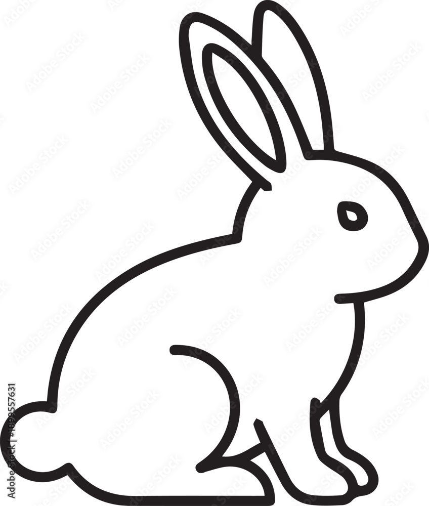 Obraz premium Easter Bunny Outline Icon, Spring Rabbit Symbol Vector Illustration