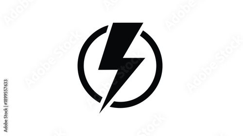 a simple black lightning bolt inside a circle design a striking silhouette