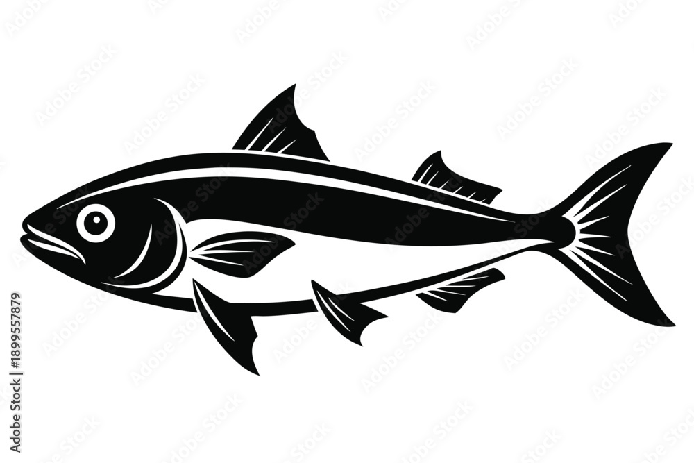 Fototapeta premium haddock fish silhouette line art vector illustration