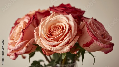 Roses in a Vase With Soft Colors Captured Indoors During Daylight Hours