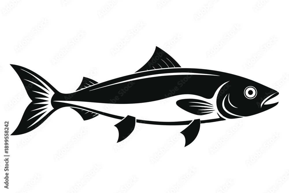 Fototapeta premium haddock fish silhouette line art vector illustration