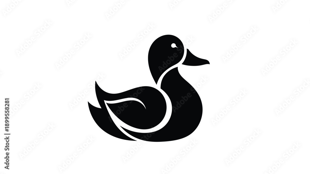 Fototapeta premium a black duck silhouette design simple and elegant illustration of a waterfowl