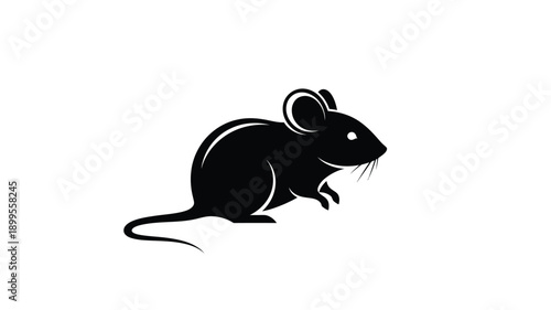 a black mouse illustration in a simple striking silhouette