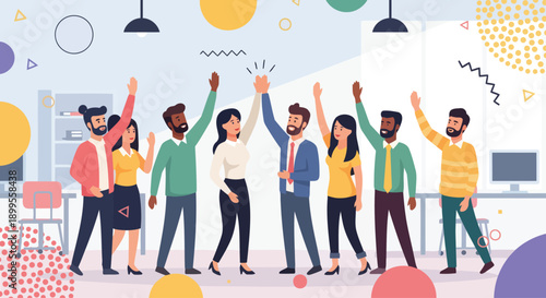 Diverse Business Team Celebration Vector Illustration for Corporate Success and Teamwork