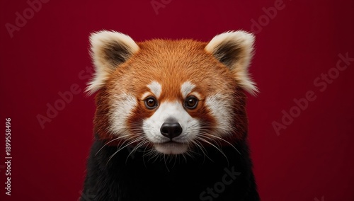 Red Panda Posing With a Dark Background in a Studio Setting During a Photoshoot