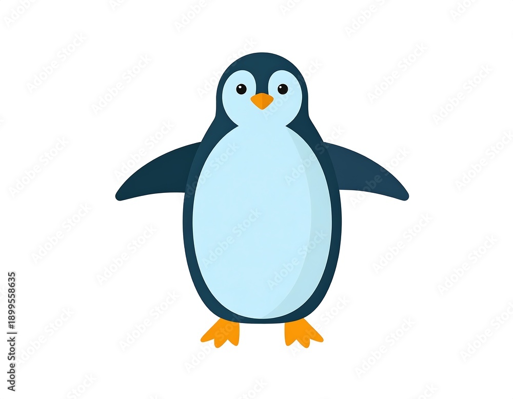 Obraz premium A cartoon penguin with light blue and dark blue feathers