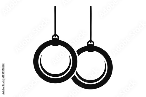 gymnastic rings silhouette line art vector illustration