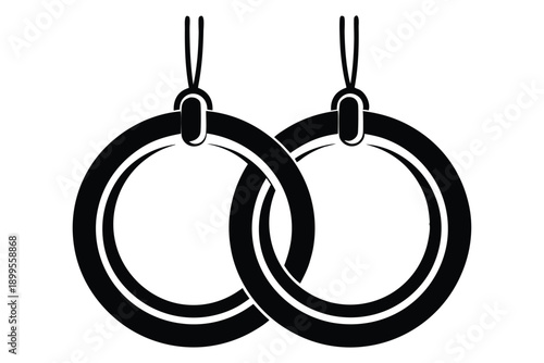 gymnastic rings silhouette line art vector illustration