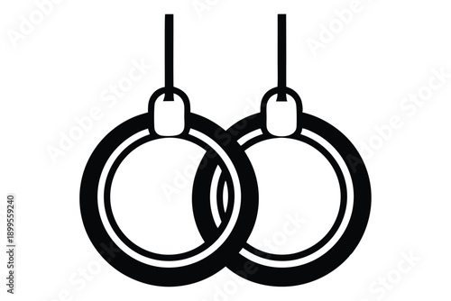 gymnastic rings silhouette line art vector illustration