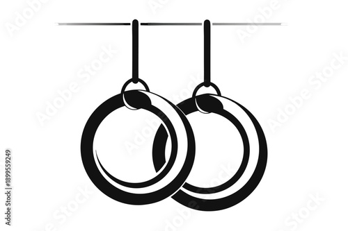 gymnastic rings silhouette line art vector illustration