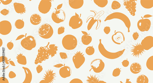Vibrant orange fruit icons on white background for design and decoration purposes