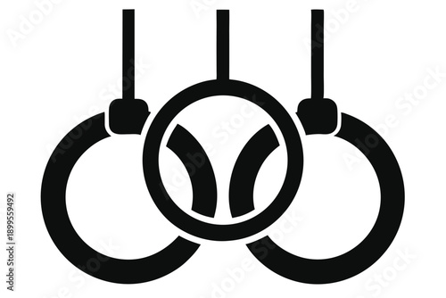gymnastic rings silhouette line art vector illustration