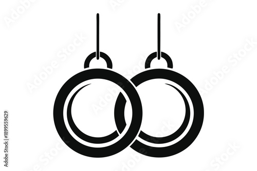 gymnastic rings silhouette line art vector illustration