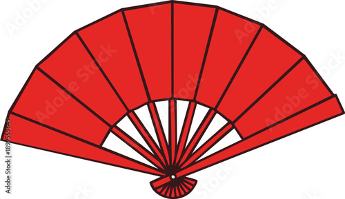 Traditional Red Chinese Fan Icon