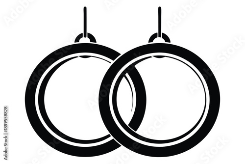 gymnastic rings silhouette line art vector illustration