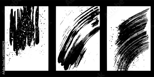 Abstract Rectangular Brush Stroke Texture Set Featuring Grunge and Hand-Painted Effects.
