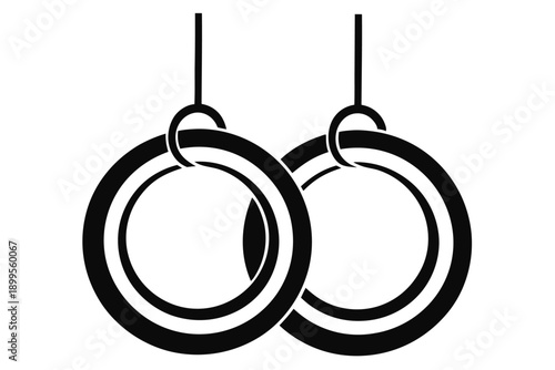 gymnastic rings silhouette line art vector illustration