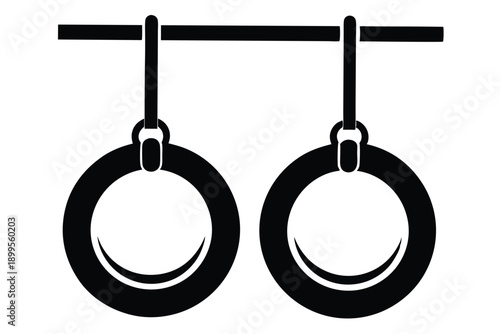 gymnastic rings silhouette line art vector illustration