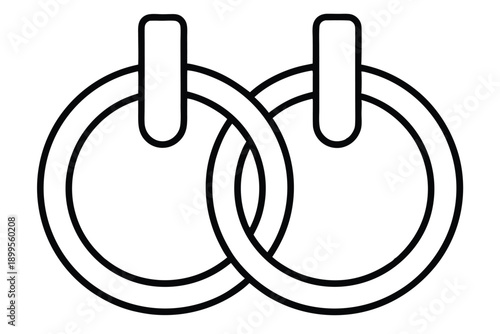 gymnastic rings silhouette line art vector illustration