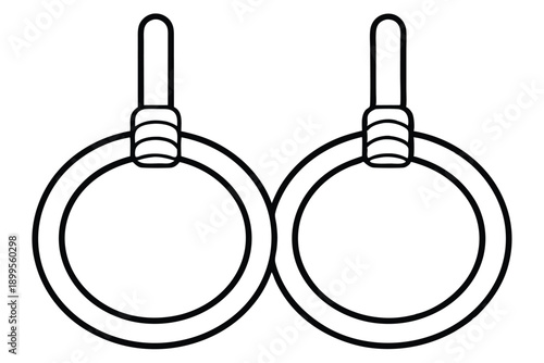 gymnastic rings silhouette line art vector illustration