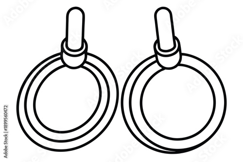 gymnastic rings silhouette line art vector illustration
