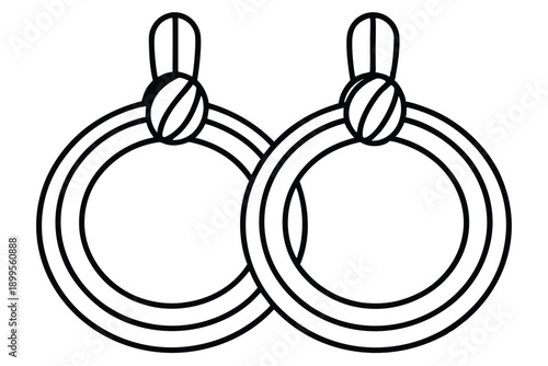 gymnastic rings silhouette line art vector illustration