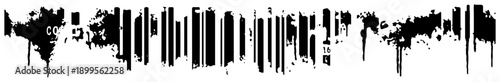Abstract grunge barcode border with dripping black ink stripes
