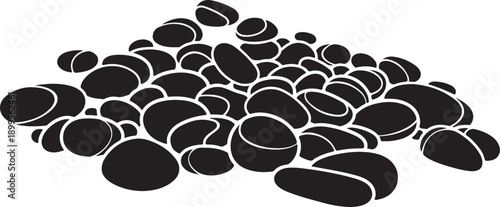 Pile of black stones on white background illustration design