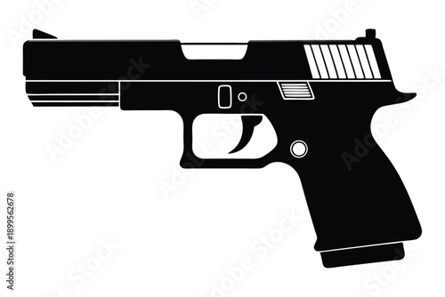 glock 17 silhouette line art vector illustration